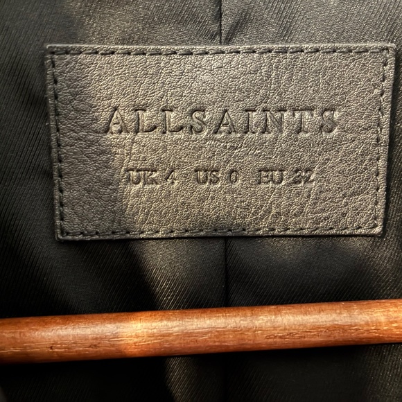 All Saints Leather Balfern Biker Jacket Size 0 - Picture 3 of 6